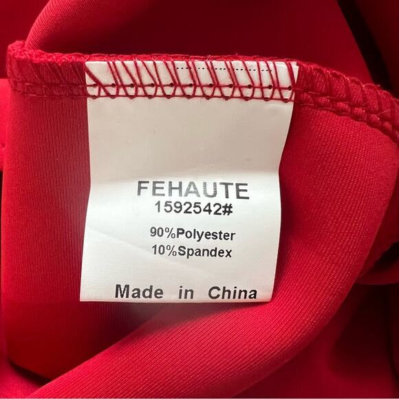 Fehaute Red Elegant Midi A-line Waist Twist Day To Night Dress Size Small NWT - Picture 13 of 14